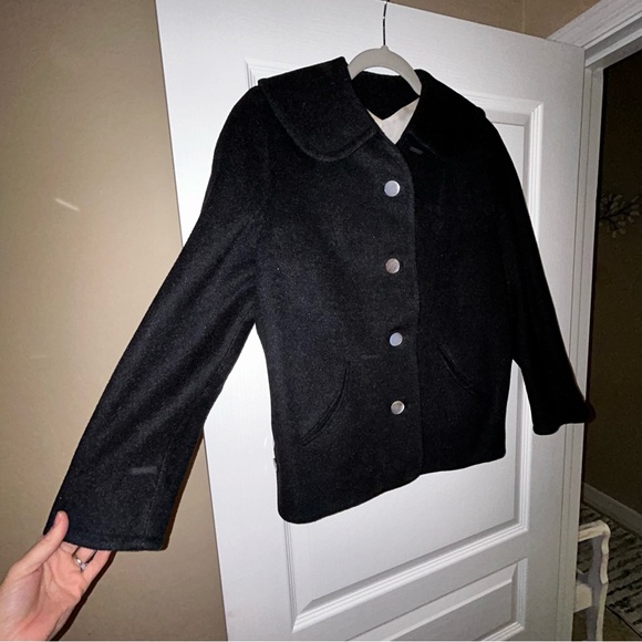 Jack Bloom Wool vintage VTG black dark grey button up blazer collared xs xxs - Picture 13 of 14